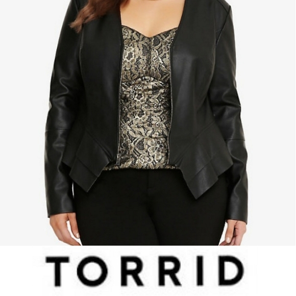 torrid Jackets & Blazers - Torrid | Leather Peplem Ruffled Jacket Black